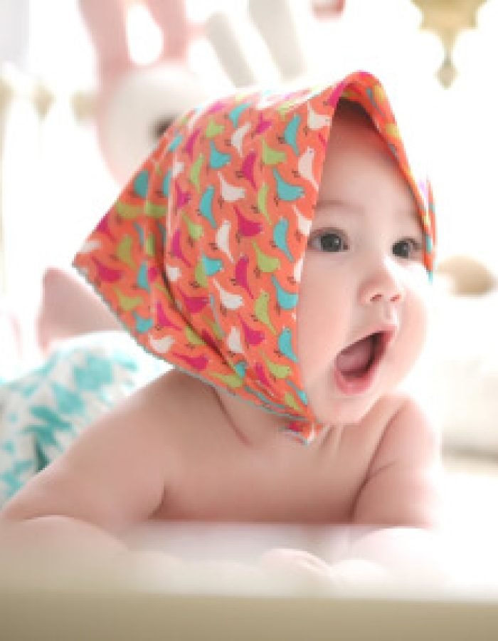 Colorful Birdies on Orange Bandana